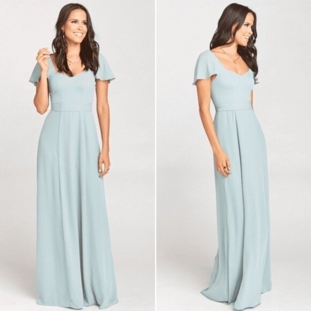 Show Me Your‎ MuMu Marie Sweatheart Womens SMALL Blue Short Sleeve Maxi Dress